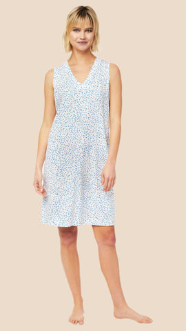 Confetti Dot Pima Knit Nightgown - Blue